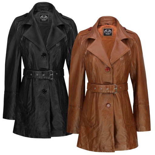 Pure Leather Over Coat For Women
